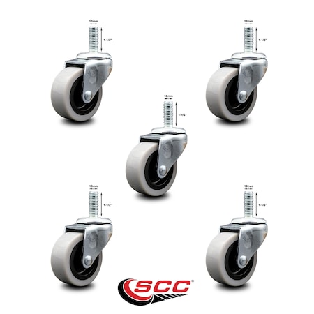 Service Caster 2 Inch Thermoplastic Rubber Wheel 10mm Threaded Stem Caster SCC, 5PK SCC-TS05S210-TPRS-M1015-5